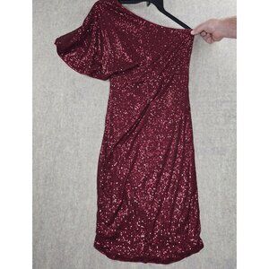 Red Sequin One Shoulder Dress XL